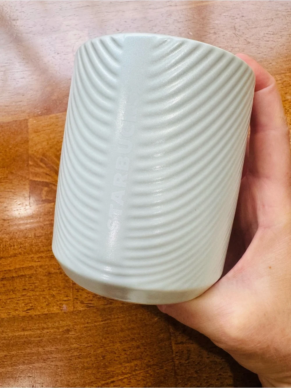 Ltd. Edition Starbucks Mint Green Pearlescent Ceramic 8 oz. Cup with twist Lid